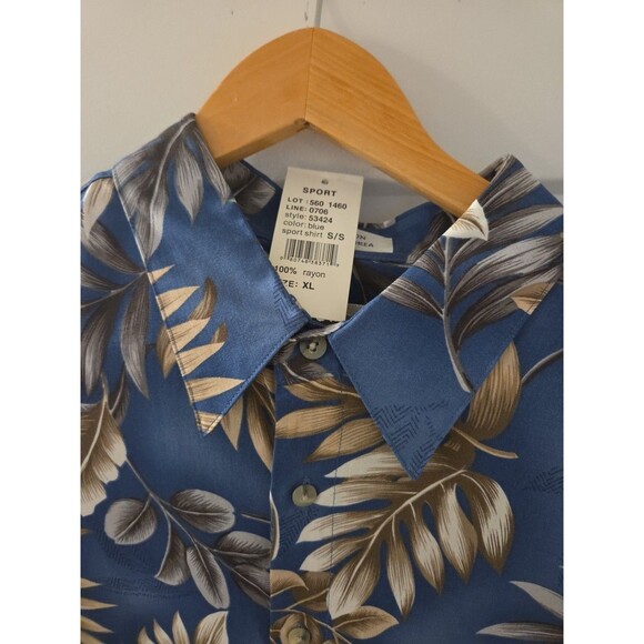 #76 Pierre Cardin Tropical  Hawaiian Button Shirt Size XL NEW WITH TAGS ! blue - Picture 2 of 6
